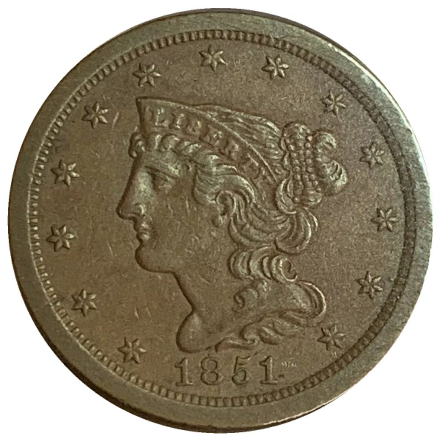 1851-Braided-Hair-Half-Cent